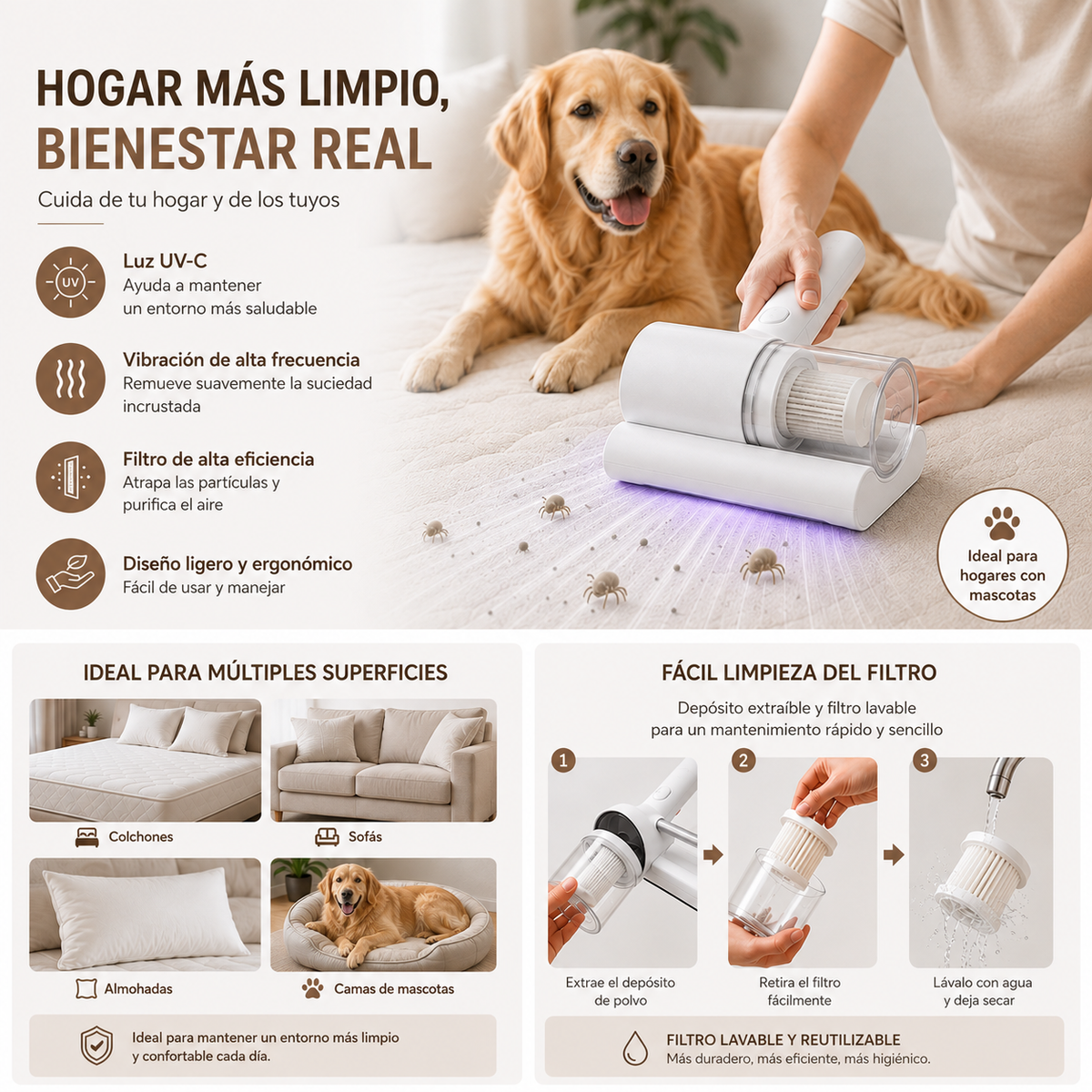 Aspiradora Antiácaros Portátil UV AcaroPure™